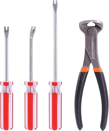 Glarks 4-teiliges Nagelentferner-Werkzeug-Set, inklusive 17,8 cm Endschneidezange, 10,2 cm biegbare U-Spitze und V-Spitzen-Zapfenabzieher, 15,2 cm U-Spitzen-Heber zum Schneiden von Nägeln, Entfernen - Cheap-Us