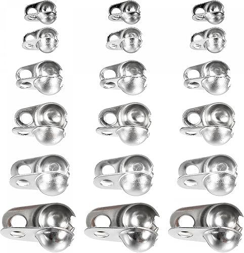 sourcing map Kugelkette Verbinder Spitzen Klemmschalen für 2/2.4/3.2/4.5/5/6mm Paket von 130 - Cheap-Us