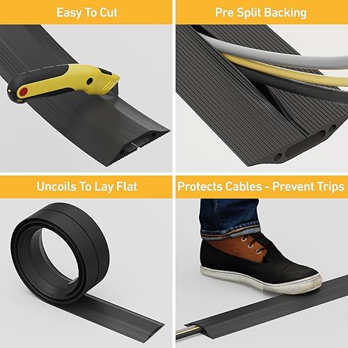 D-Line Boden Kabelbrücke FC83H mit Steckverbindung, Fussboden Kabelkana, Modular gefertigte Schlauchbrücke geeignete Boden-Kabelabdeckung, Boden-Kabelkanal 83x14mm Breit,1.8m Länge Schwarz/Gelb - Cheap-Us