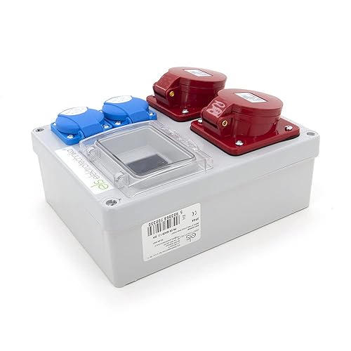 ELS Elektrotechnika Stromverteiler Baustromverteiler Wandverteiler Leer Leergehäuse Schuko Steckdosen 2x 230V und 2x CEE 16A zur Nachrüstung mit modularen Geräten, Verkabelt, IP44 - Cheap-Us