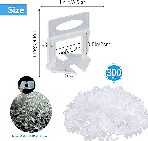 300 Stück Fliesenverlegehilfe, Fliesen nivelliersystem 2mm, Keile Zuglaschen für Fliesen (2mm-Fliesenkeile) - Cheap-Us