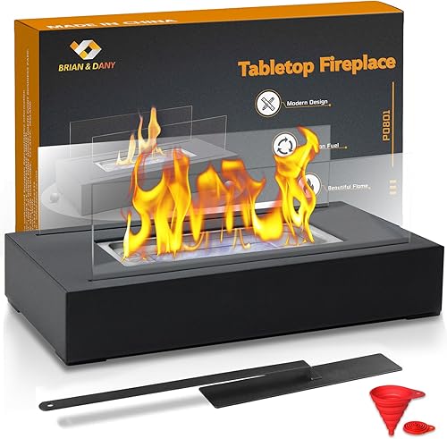 BRIAN & DANY Tischkamin für Indoor und Outdoor, Bioethanol Tischfeuer, Bio Ethanol Kamin für Garten Balkon Deko - Cheap-Us