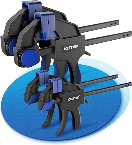 KISTEK® Einhandzwingen Set (4 Stück) inkl. Schnellverschluss und 20-75KG Spannkraft. Starke Einhandzwingen aus Carbonstahl für Holz, Metall, Möbel uvm. Zum Spannen (85 bis 345mm) & Klemmen (150mm) - Cheap-Us
