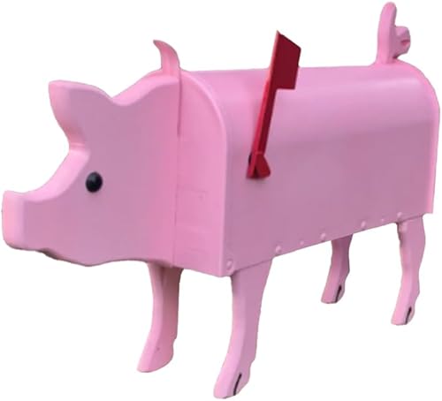 Sport Tent Mailbox US Post Briefkasten Tiere Wasserfest Postkasten Kreative Zeitungsrolle Metall Zeitungsbox Amerikanisches Letterbox für den Außenbereich Süßige Garten Dekoration (Schweine) - Cheap-Us