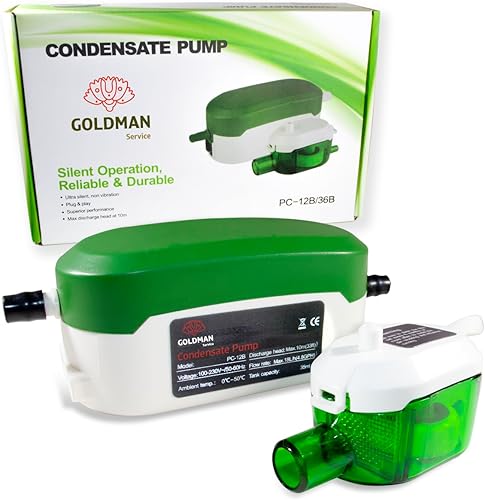 GOLDMAN SERVICE Kondensatpumpe Mini Ultra Silent Automatische Kondensatpumpe für Abfluss und Ablassen von Wasser in der Klimaanlage, Split, Durchfluss 18 Liter/Stunde - Cheap-Us