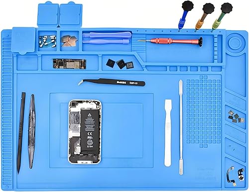 SRTSTR Lötmatte Magnetisch Lötunterlage aus Silikon Antistatik Matte, Magnetmatte 45x30cm, esd Matte, Soldering Mat, Elektronische Reparaturmatte, hitzebeständig bis 500 °C, mit Skala - Cheap-Us