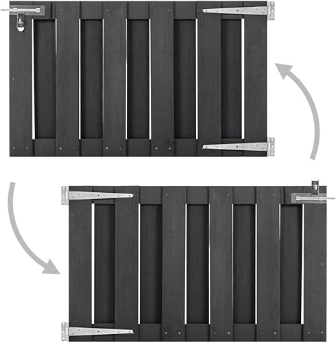 vidaXL Gartentor mit Gleitverschluss Schrauben Zauntor Zauntür Gartentür Hoftor Hoftür Pforte Tür Tor Gartenpforte Einfahrtstor WPC 100x60cm Grau - Cheap-Us