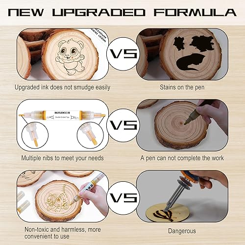 Kintsukuroi Holzmarker, 2 Stück Verbrennungsstift für Holzverbrennung, doppelseitiger Kunst-Holzbrennpastenmarker, präzise und einfache Verbrennung von Designs auf Holz und Handwerk, geeignet für - Cheap-Us