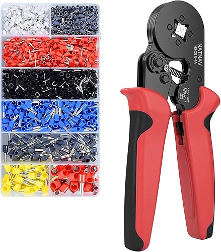 NATNAV Crimpzange Aderendhülsen Set für 0,25-10 mm² mit 1300 Stück Aderendhülsen, Aderendhülsenzange Crimpzange Set, Crimpzangen, Krimpzangenset - Cheap-Us