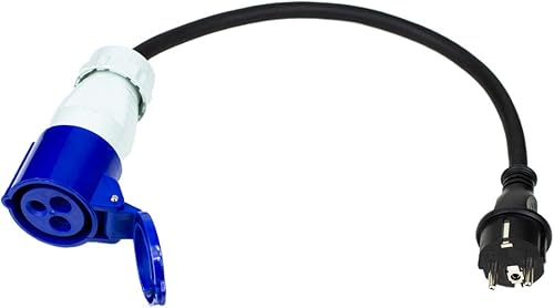 CEE Adapter Kabel Kupplung auf Schutzkontakt Chilitec Stecker 35cm IP44 spritzwassergeschützt 230V / 16A 3-polig für Camping, Boot, Camper, 22851 - Cheap-Us
