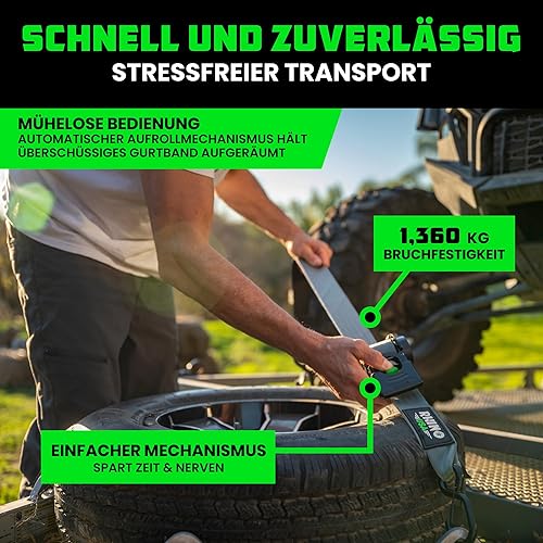 Einziehbare Spanngurte mit Ratsche (2-Pack) – 1360 kg garantieren maximale Bruchfestigkeit, inklusive (2) ultimativen 5 cm x 3 m großen, automatisch einziehbaren Gurten mit gepolsterten Griffen - Blau - Cheap-Us