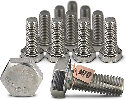 PROTECH 10 Stück Sechskantschrauben M10 Edelstahl M10x55 Gewindeschrauben rostfreier A2 Vollgewindeschrauben Sechskant Schraube V2A DIN933 - Cheap-Us