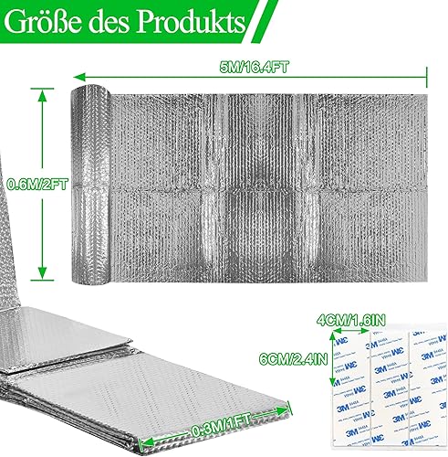 Aufun 1x10m Aluminisierte Isolierfolie Dämmfolie Doppelte Alu-Luftpolsterfolie Dachisolierung, Heizkörper Reflexionsfolie Isolierungsfolie Wärmehaltung (10㎡) - Cheap-Us