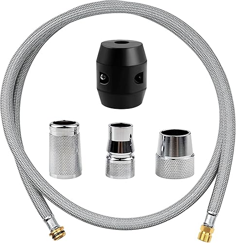 Duschschlauch, Geflochtener Schlauch aus Edelstahl, mit 3 Adaptern, Wasserschlauch, Verwendung für Küchenarmaturen und Badspülkastenarmaturen, mit Gewichtskugel (1) - Cheap-Us