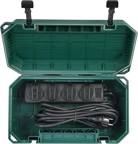 Electraline 300180 wasserdichte Schutzbox für Elektroanschlüsse im Freien wetterfest IP54 mit 5 Kabelausgängen (von 7,5 mm bis 12,4 mm), Abmessung 390x228x138 mm, Grun, Leer X-Large - Cheap-Us