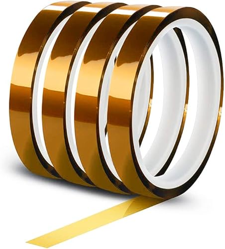 YIXISI 4 Stücke Kapton Tape, Hohe Temp Tape, Hohen Temperaturen Hitzebeständig Klebeband, Polyimid Film Klebeband (12mm * 33m) - Cheap-Us