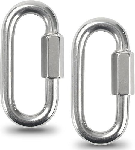Cozihom 3,5-Zoll-Edelstahl-Ketten-Schnellglieder, M10 3/8 -Zoll-Verschlusskarabiner, Kettenhaken, drehbares Schlüsselring-Schraubkettenglied, 2310 Pfund Kapazität, 2 Stück - Cheap-Us