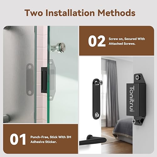 Tonitrui Schranktür-Magnet, flacher Boden, Schrank-Magnetschnäpper mit Klebstoff, 15,9 kg magnetischer Schranktür-Schubladen-Riegel (Silber, 4 Stück) - Cheap-Us