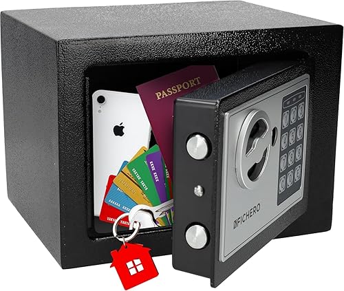 Silvergear® Safe Tresor für Zuhause | Elektronischer Safe Tresor mit 3- bis 8-stelligem Code | Geldtresor aus Stahl mit 2 Schlüsseln und Code für die sichere Aufbewahrung von Geld und Schmuck - Cheap-Us