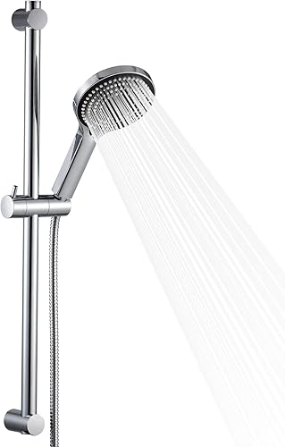 OFFO Duschstange mit Brause 70cm,Duschkopf mit Schlauch und Halterung,Duschkopf mit 6 Strahlarte, und 1,6 m Schlauch, Verstellbarem 680mm Brausestangenset, Chrom - Cheap-Us