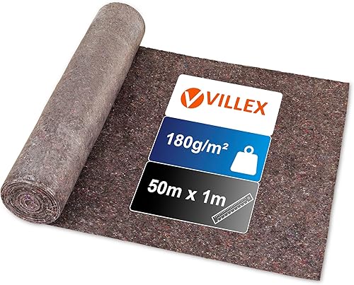 Villex - Malervlies 50m x 1m mit reißfesten 180g/m² - Durchsickerschutz, Rutschhemmend & Wiederverwendbar - schützendes Abdeckvlies - Maler Vlies - stabiles Renoviervlies für Malerbedarf - Cheap-Us