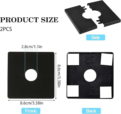 EnixwH 2 Stück Rohrabdeckung, PVC Quadrat Rosette Duscharmatur, Selbstklebende Rohrplattenabdeckungen, Quadratische Rohr-Wandabdeckungen für 28 MM Durchmesser Rohr-Dekoration (Weiß) - Cheap-Us