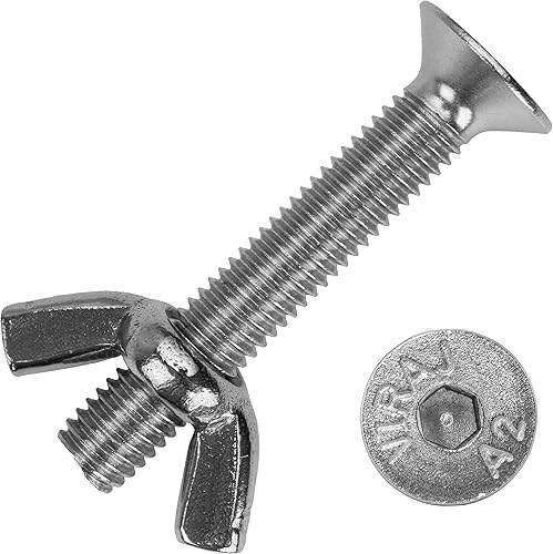 Senkkopfschrauben mit Innensechskant M4x50 mm und Flügelmuttern M4 aus Edelstahl A2 (10 Stück) | DIN 7991 & ähnl. DIN 315 - Senkschrauben - Schmetterlingsmuttern von MESAROS® - Cheap-Us