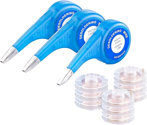 AGT Entlötband: 9er-Set Entlötlitzen mit 3 Spendern, beschichtet, je 2,5 mm x 1,5 m (Lötlitze, Entlötdrähte, Lötstation) - Cheap-Us