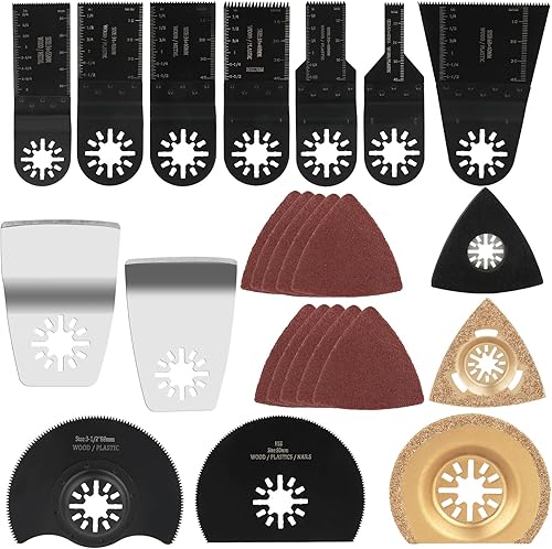 Multitool Sägeblätter 24 tlg Kit, Oszillierwerkzeug Zubehör Oszillierendes Sägeblatt Set, Holz Kunststoff Metall Multifunktionswerkzeug für Fein Multimaster, Black&Decker, Ryobi, Milwaukee, Worx - Cheap-Us