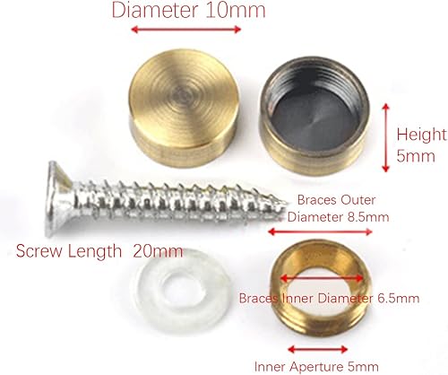 8 Stück Spiegelschrauben Kupfer Ø 10 mm Spiegelschrauben Abdeckkappen Selbstschneidende Schrauben für Spiegel (Rotes Kupfer) - Cheap-Us