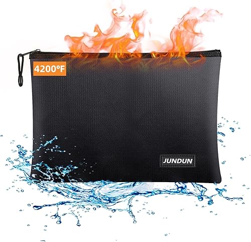 JUNDUN Feuerfeste Dokumententasche(36x26cm 4200℉), Feuerfeste Geldtasche, Tresor Feuerfest Wasserdicht Geldscheine Aufbewahrung Aktentasche Für Dokumente/Geld/Passport/Bankdatei Und Bargeld - Cheap-Us