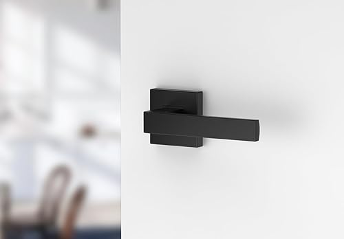 ERGO Schwarz Türbeschlag Türgriff für Zimmertüren Schwarz Matt Eckig Drückergarnitur, Türbeschlag, Türklinke, Türdrücker - Cheap-Us