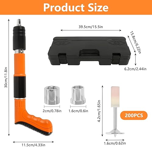 Manuelle Nagelpistole mit 200 Runden Nägeln, Nagelpistole für Stahl & Beton, Nail Gun Schalldämpfer Bolzenschussgerät 5 Gänge Nagelschussgerät Betonnagler Nagler Nail Tool Nagelpistole (Orange) - Cheap-Us