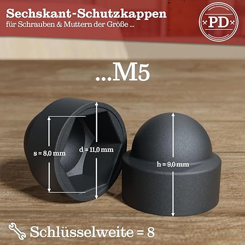 PD® Sechskant Schutzkappen M10 (Schlüsselweite 17) | Abdeckkappen für Schrauben Anthrazit aus Kunststoff | Langlebige Abdeckkappen für Muttern & Schraubenkopf | Schraubenabdeckung Anthrazit | 50 Stück - Cheap-Us
