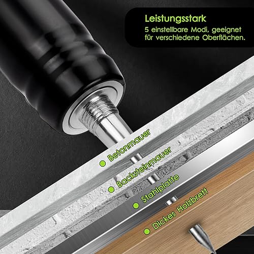 Manuelle Nagelpistole mit 200 Runden Nägeln, 5 Gänge Einstellbares Bolzenschussgerät für Stahl & Beton, Tragbar und Geräuscharm, mit Haken zur Aufhängung und Schutzset (Handschuhe, Schutzbrille) - Cheap-Us