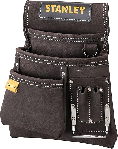 Stanley STST1-80114 Hammer- und Nageltasche aus Büffelleder, Braun/Gelb, L - Cheap-Us