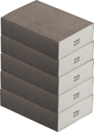 Schleifschwämme Schleifmatten 5 Stück im Set Körnung K 220 sehr feine Körnung, 100 x 70 x 25 mittelfester PU- Schaumkern Schleifpapier Schleifklotz - Cheap-Us