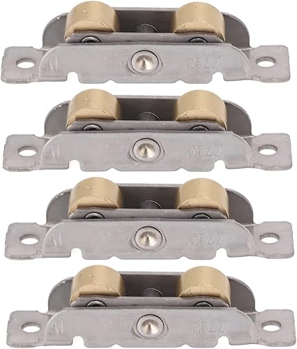 Schiebetür-Rollenrolle, Fensterzubehör, Kugellager, Edelstahl und Kupfer, Schiebetür-Rollenbaugruppe, 4 Stück, mit Schrauben für Büro (Flaches Rad) - Cheap-Us