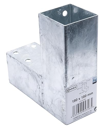 Connex Pfostenecke einfach - 200 x 185 mm 70° - chromfarbig - feuerverzinkt - 2 Hülsen - 1 Stück / Pfostenverbinder / Holzverbinder / Balkenverbinder / HV4246 - Cheap-Us