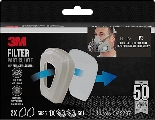 3M Partikelfilter 5935PRO2 – Feinstaubfilter mit Schutzstufe P3 für 3M Feinstaubmasken & Gasfilter – 1 Paar Filter mit innovativer Filtertechnologie, Mittel - Cheap-Us