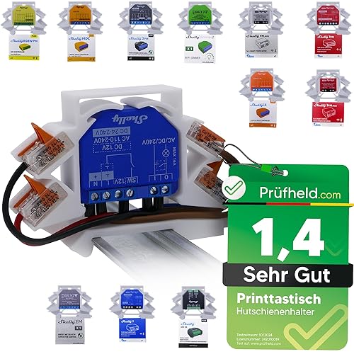 DIN rail holder for 29 Shelly relays: Plus 1, 1 Mini Gen3, Plus 1PM, 1PM Mini Gen3, Plus 2PM, 2.5, RGBW 2, PM, 2.5pm, Plus i4, Plus i4 DC, DIN rail bracket, electrical installation - Cheap-Us