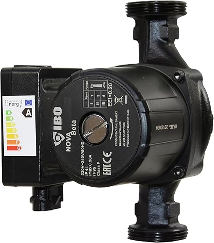 IBO Pumpe NOVA 25-60/130 Klasse A Umwälzpumpe Heizungspumpe Hocheffizienzpumpe Energieeffiziente | 8 Betriebsart | Heben 6 m | Leistung 55 m/min | Stutzenabstand 130 mm - Cheap-Us