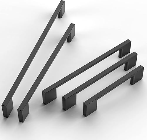 FURNIWARE 10 Stück Möbelgriffe Schrankgriffe Küchengriffe Griffe Schwarz Schubladengriffe 160mm lochabstand -Matt Schwarz Edelstahl Gebürstet - Cheap-Us