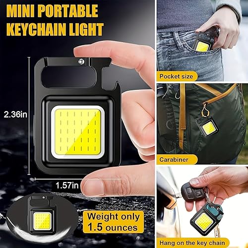 MODOAO Wiederaufladbare LED-Schlüsselanhänger-Taschenlampe, COB-Schlüsselanhänger-Arbeitsleuchte mit hoher Helligkeit, kompaktes LED-Stroboskoplicht für Camping, Outdoor, Arbeitsleuchten (10) - Cheap-Us