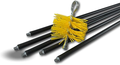 Kaminreinigungsset für isolierte Leitungen | Rundbürste aus synthetischen Borsten | Durchmesser 250 mm | 7 Meter in 5 Stangen à 1,40 m | Schornsteine | Kibros 4KIT_25b - Cheap-Us