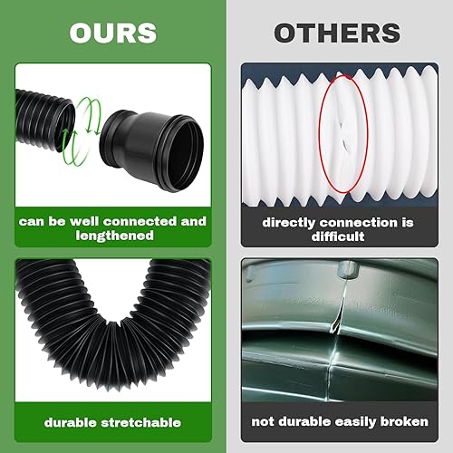 Auffangbecken Fallrohr Erweiterungsset, Kreisförmiges Dachrinnen Ablaufanschluss Set 155 cm Fallrohrverlängerungen Flexibel Set Regenrinnen Fallrohr Verlängerung für Rasen (Schwarz, 1 Stück) - Cheap-Us