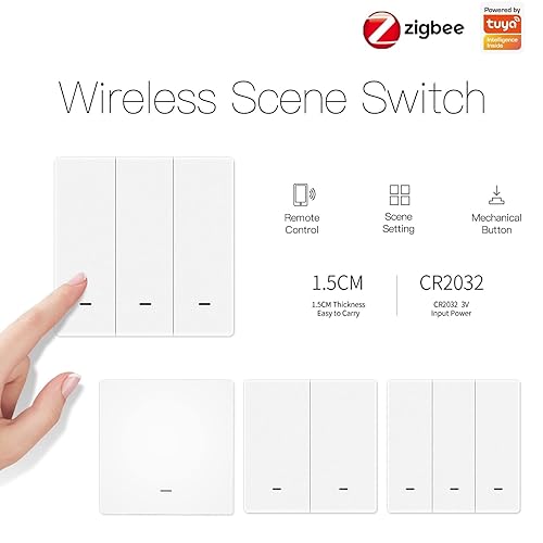 MOES Tuya ZigBee Wireless 3 Szenenschalter Mechanischer Drucktastenregler Batteriebetriebener Senderschalter über Smart Life App Smart Home Automation Szenario für Smart Devices 1 Gang - Cheap-Us