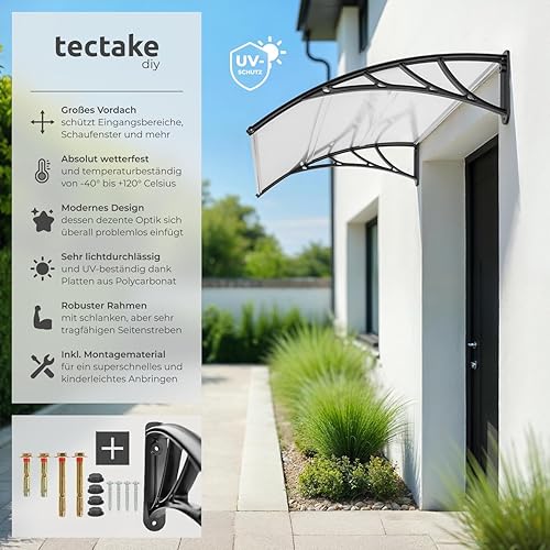 tectake® Vordach Haustür Überdachung Haustürvordach Pultvordach - Diverse Größen - (120x93cm | Nr. 401264) - Cheap-Us