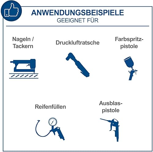 Scheppach Kompressor HC26 Druckluftkompressor | 220 l/min Ansaugleistung | 24 Liter Kessel | 1500W | 8 bar | ölgeschmiert | mit Griff und Fahrvorrichtung | inkl. 5m Schlauch, Reifenfüllgerät + Zubehör - Cheap-Us