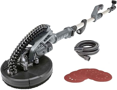 FLOW Wand und Deckenschleifer WDS900 | 710W | Ø 225mm | neigbarer Schleifkopf | teleskopierbarer Trockenbauschleifer, inkl. Absaugadapter, 6 Schleifscheiben 4m Absaugschlauch & LED-Arbeitsleuchte - Cheap-Us